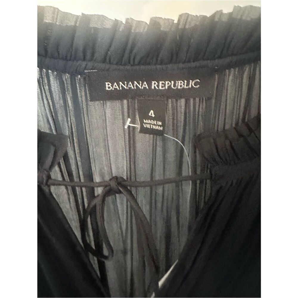 Banana Republic Black Semi-sheer Pleated Midi Length Dress 4 - Picture 6 of 6
